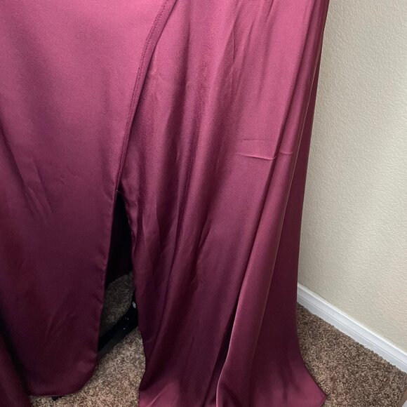 Morilee Madeline Gardner Bordeaux Satin One Shoulder Bridesmaid Dress Gown Sz 4 - Picture 6 of 14